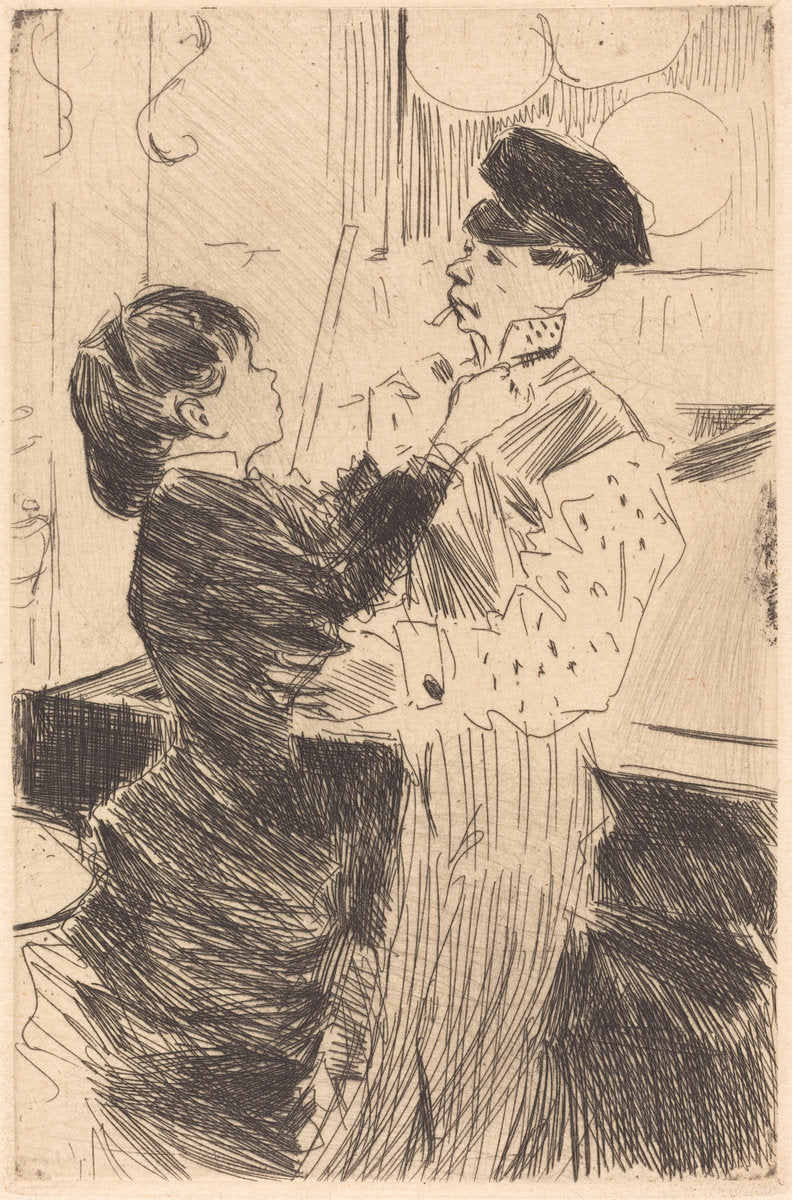 Knotting the Cravat by Jean-Louis Forain (French, 1852 - 1931), 16X12"(A3)Poster Print