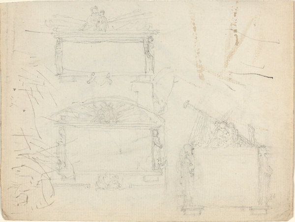 Designs for Monuments [recto and verso] by John Flaxman (British, 1755 - 1826), 16X12"(A3)Poster Print