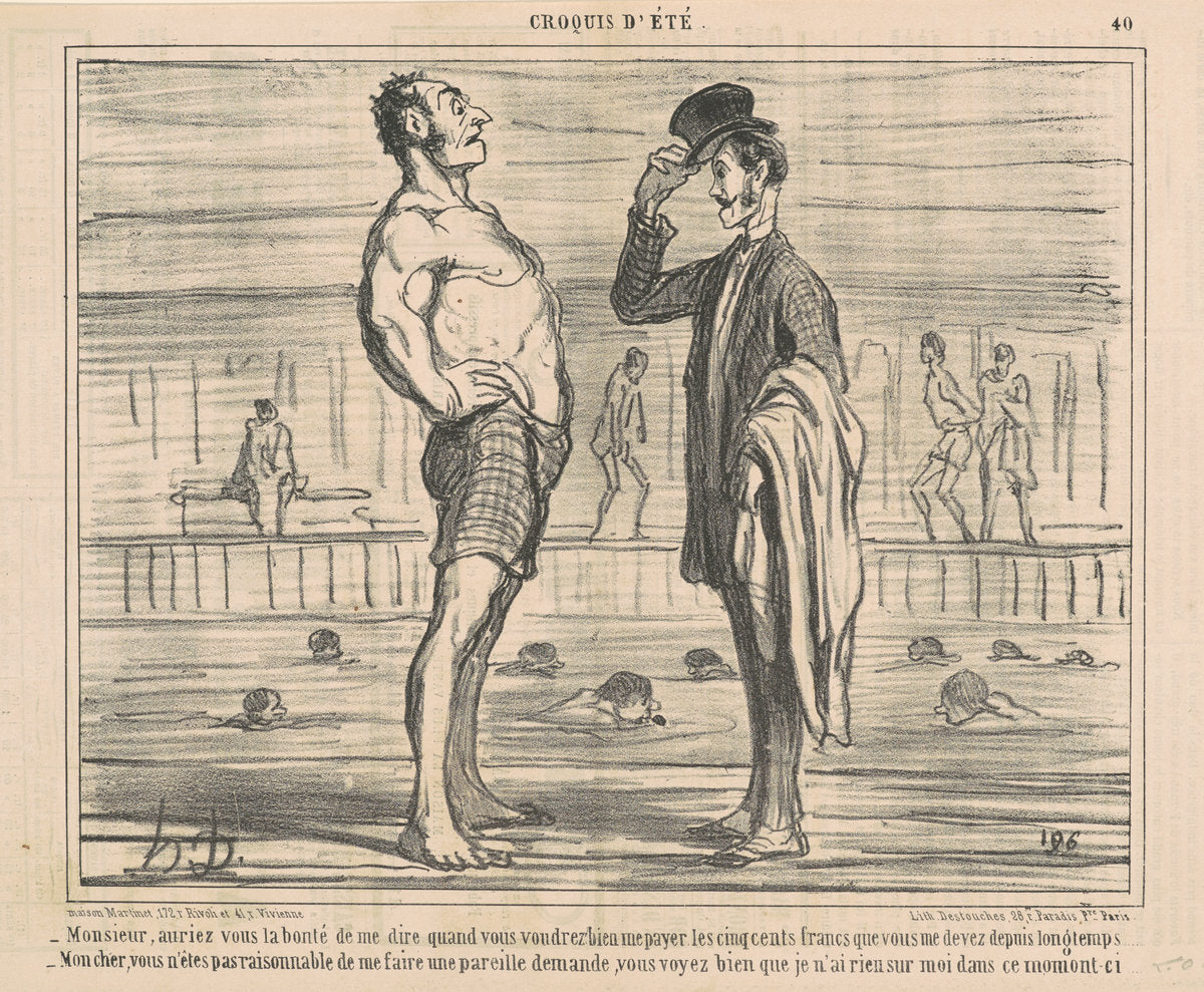 Monsieur, Auriez-vous la bonté de me dire ... by Honoré Daumier (French, 1808 - 1879), 16X12"(A3)Poster Print
