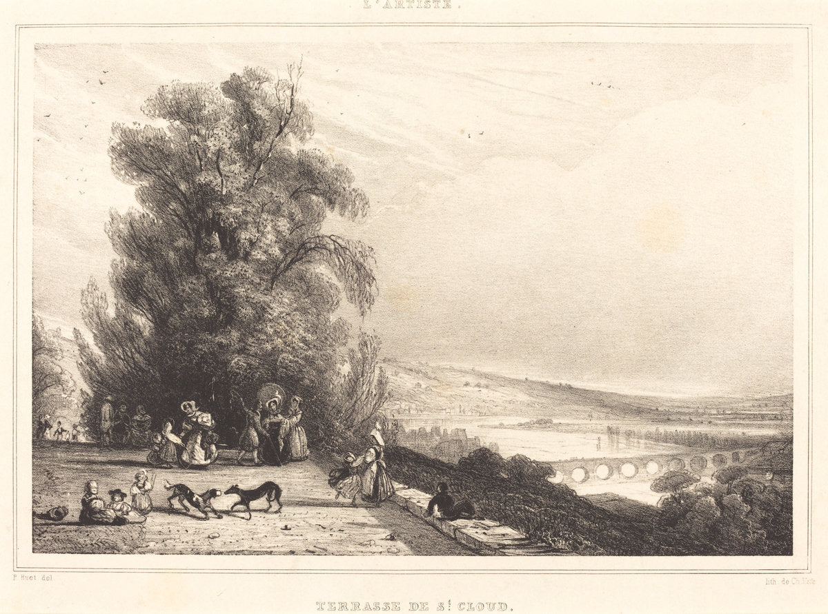 Terrace of St. Cloud (Terrasse de St. Cloud) by Paul Huet (French, 1803 - 1869), 16X12"(A3)Poster Print