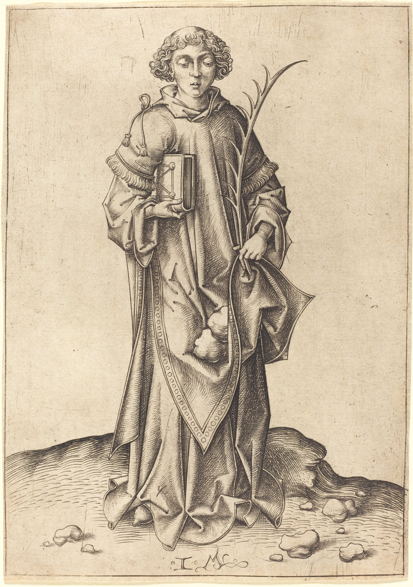 Saint Stephen by Israhel van Meckenem (German, c. 1445 - 1503), 16X12"(A3)Poster Print