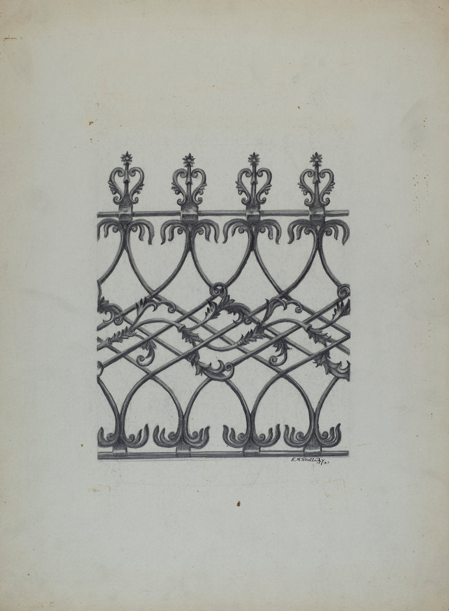 Cast Iron Fence by Eugene Shellady (American, active c. 1935), 16X12"(A3)Poster Print