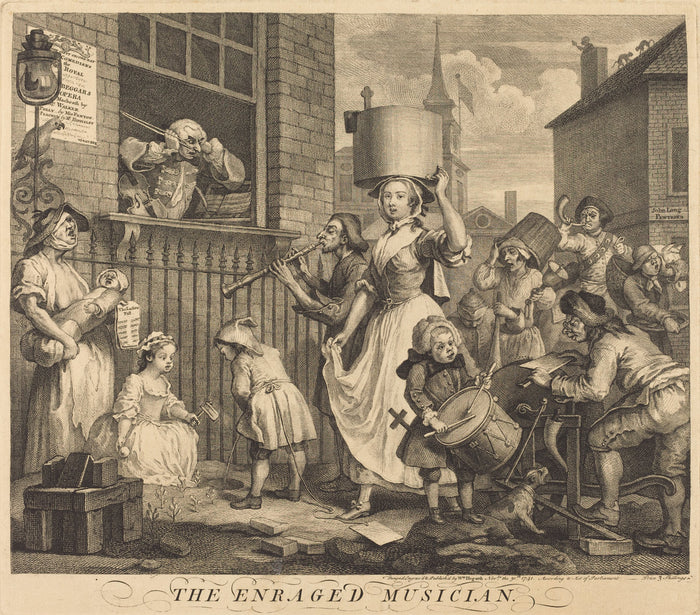 The Enraged Musician by William Hogarth (English, 1697 - 1764), 16X12