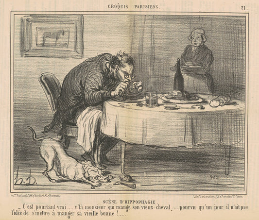 Scène d'Hippophagie by Honoré Daumier (French, 1808 - 1879), 16X12"(A3)Poster Print
