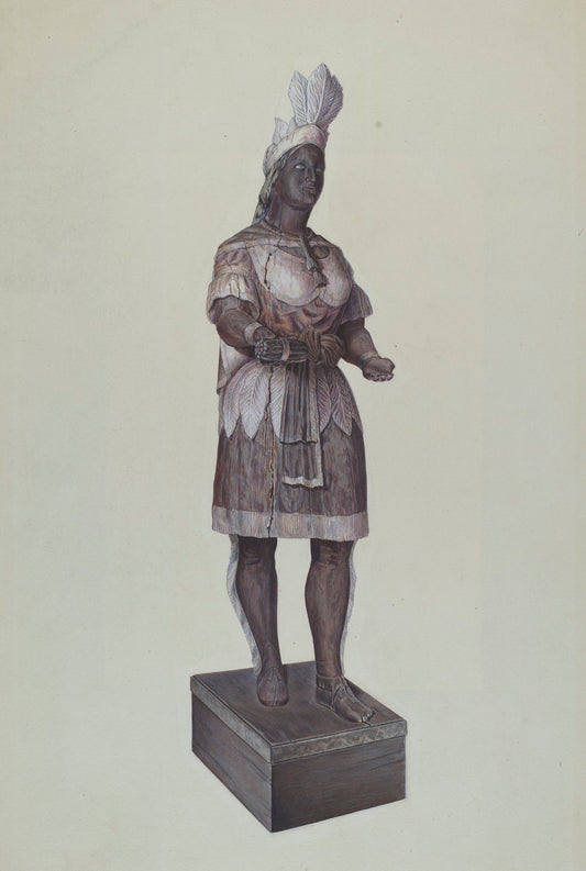 Cigar Store Indian by Dorothy Handy (American, active c. 1935), 16X12"(A3)Poster Print