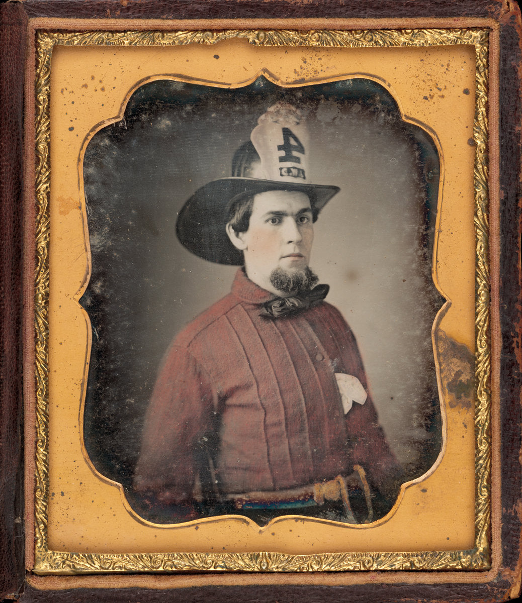 c. 1850 by American 19th Century (Portrait of a Fireman), 16X12"(A3)Poster Print