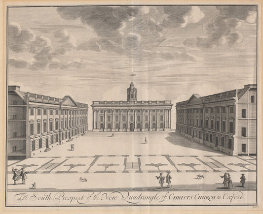 The South Prospect of the New Quadrangle of Christ Church in Oxford by Johannes Kip after Leendert Knijff (Dutch, 1653 - 1722), 16X12"(A3)Poster Print