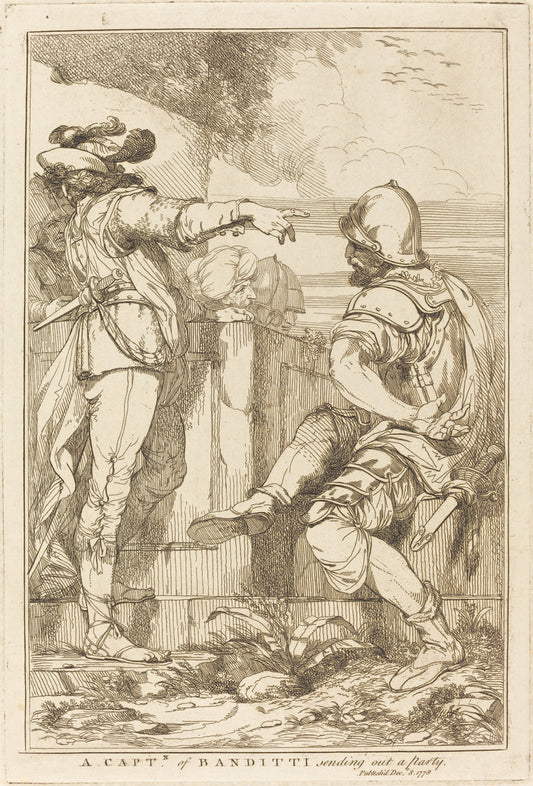 A Captn of Banditti Sending Out a Party by John Hamilton Mortimer (British, 1740 - 1779), 16X12"(A3)Poster Print