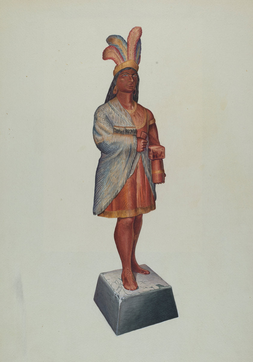 Cigar Store Indian by Albert Ryder (American, active c. 1935), 16X12"(A3)Poster Print