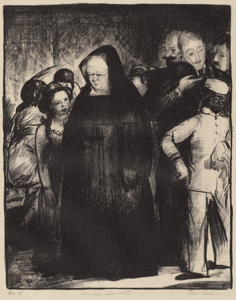 In an Elevator by George Bellows (American, 1882 - 1925), 16X12"(A3)Poster Print