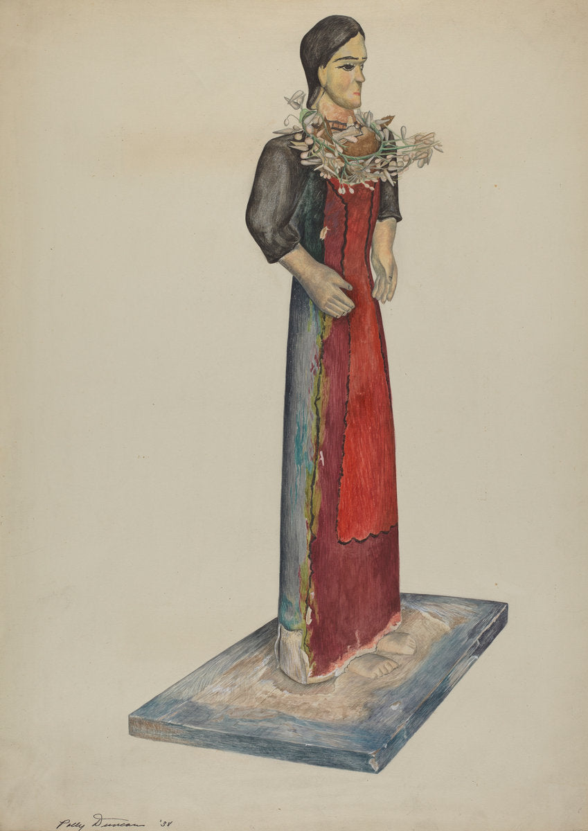 Santo, Bulto (Our Lady) by Polly Duncan (American, active c. 1935), 16X12"(A3)Poster Print