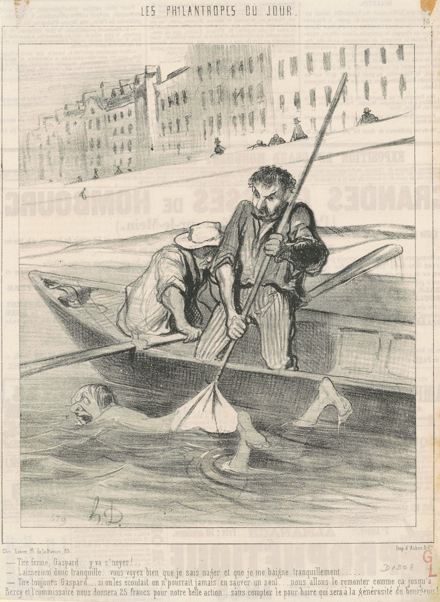 Tire ferme, Gaspard ... y va s'neyer ... by Honoré Daumier (French, 1808 - 1879), 16X12"(A3)Poster Print
