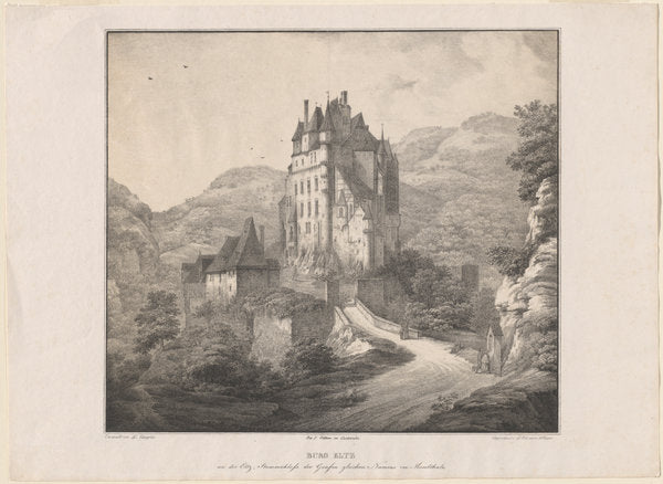 Burg Eltz by Lorenz Ekemann-Allesson, after Domenico Quaglio (German, 1791 - 1828), 16X12"(A3)Poster Print