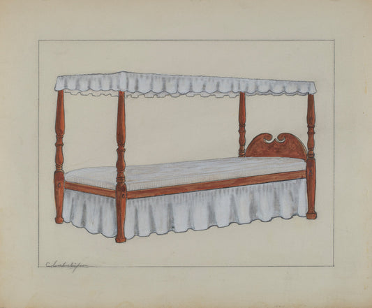 Four Poster Bed by Columbus Simpson (American, active c. 1935), 16X12"(A3)Poster Print