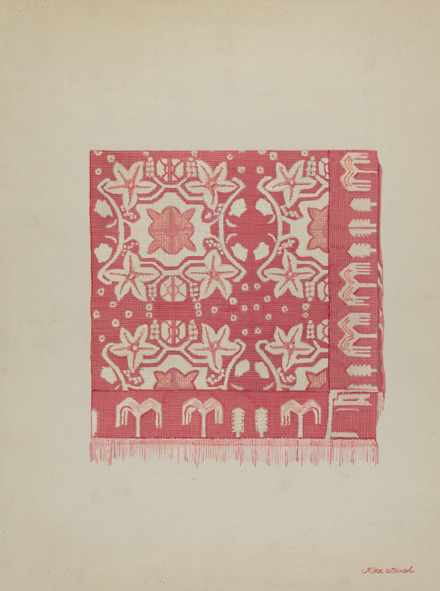 Coverlet by Rex F. Bush (American, active c. 1935), 16X12"(A3)Poster Print