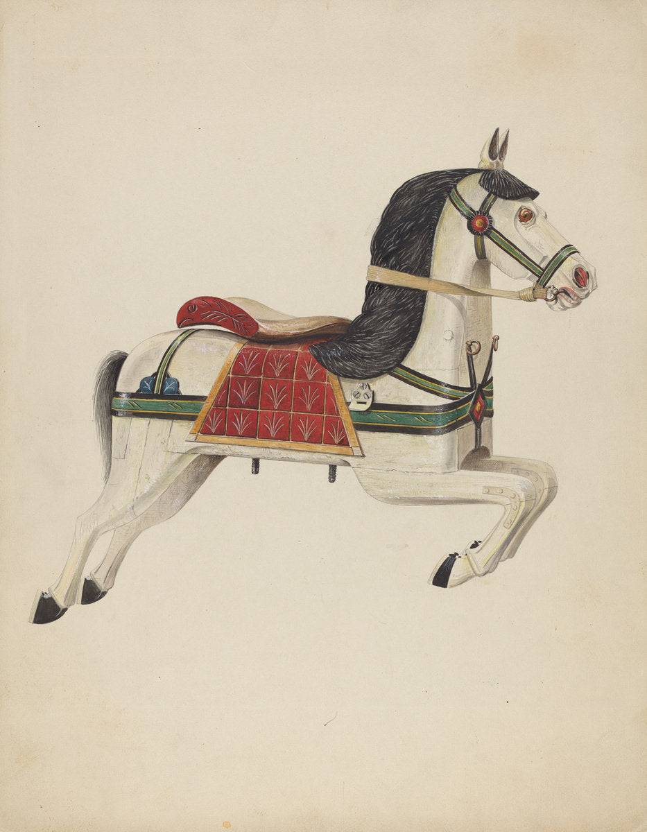 Carousel Horse by Howard Weld (American, active c. 1935), 16X12"(A3)Poster Print