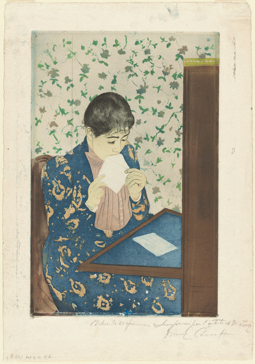 The Letter by Mary Cassatt (American, 1844 - 1926), 16X12"(A3)Poster Print