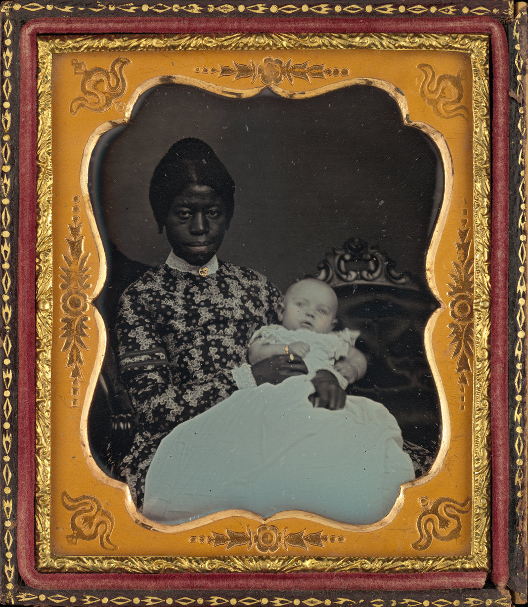 1853 by American 19th Century (Portrait of a Woman and Baby), 16X12"(A3)Poster Print