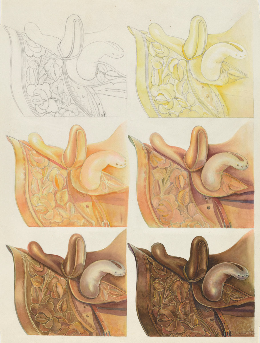 Saddle (Technique Demonstration) by Gerald Transpota (American, active c. 1935), 16X12"(A3)Poster Print