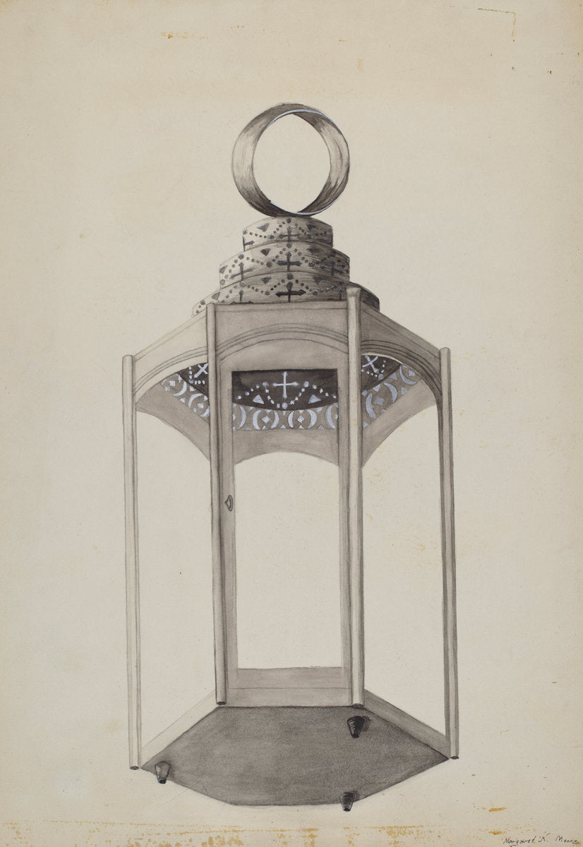 Metal Lantern by Margaret K. Moore (American, active c. 1935), 16X12"(A3)Poster Print