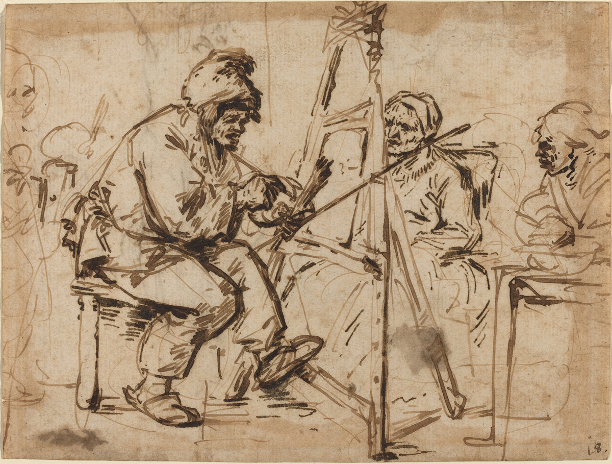 An Artist Seated at His Easel [recto] by Andries Both (Dutch, 1611/1612 - 1641), 16X12"(A3)Poster Print