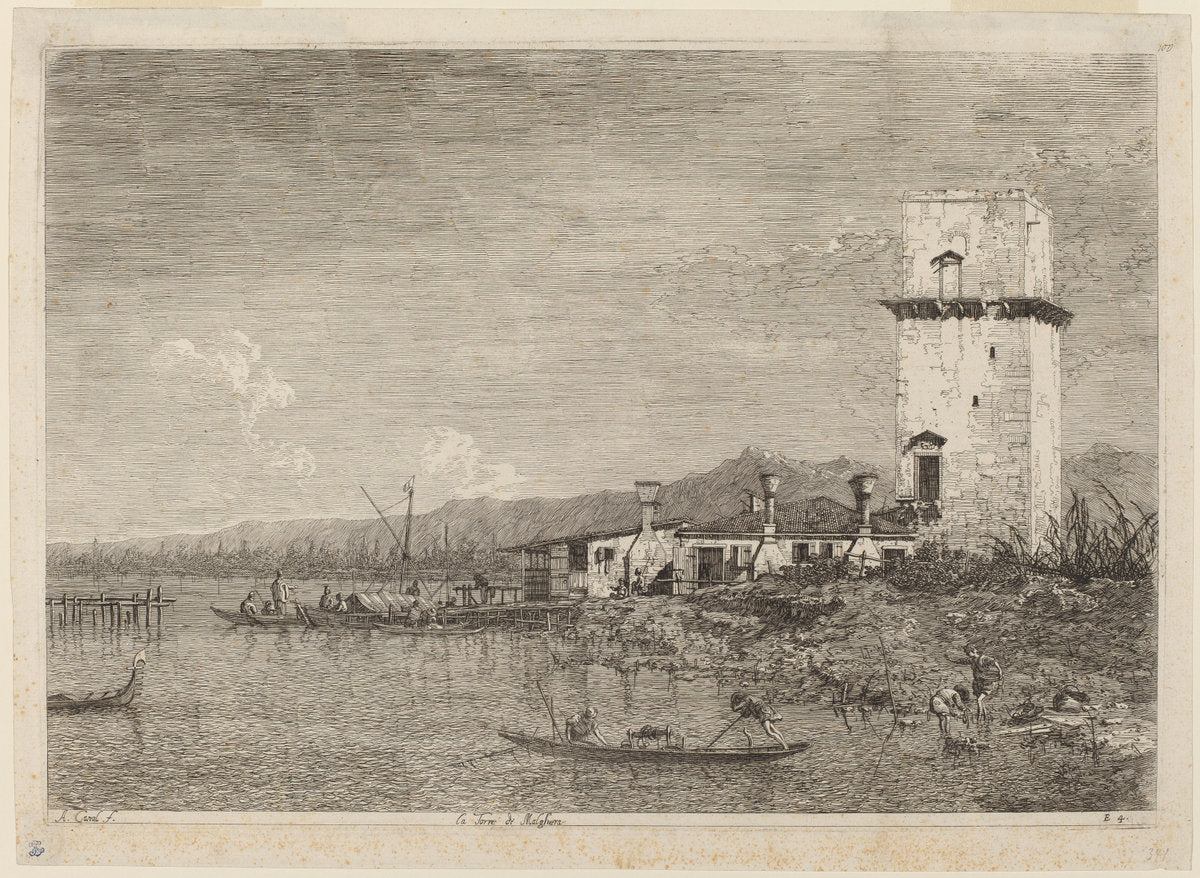 La Torre di Malghera by Canaletto (Italian, 1697 - 1768), 16X12"(A3)Poster Print