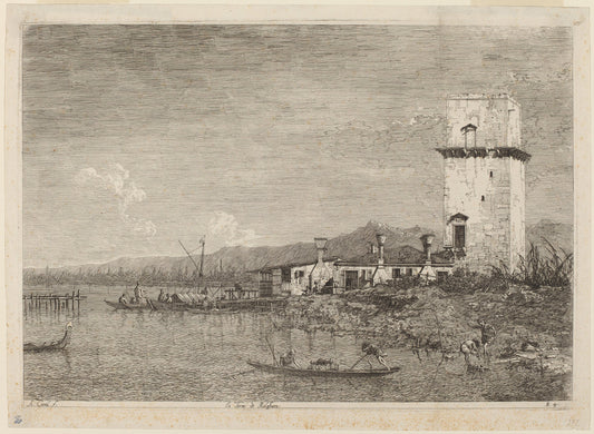 La Torre di Malghera by Canaletto (Italian, 1697 - 1768), 16X12"(A3)Poster Print