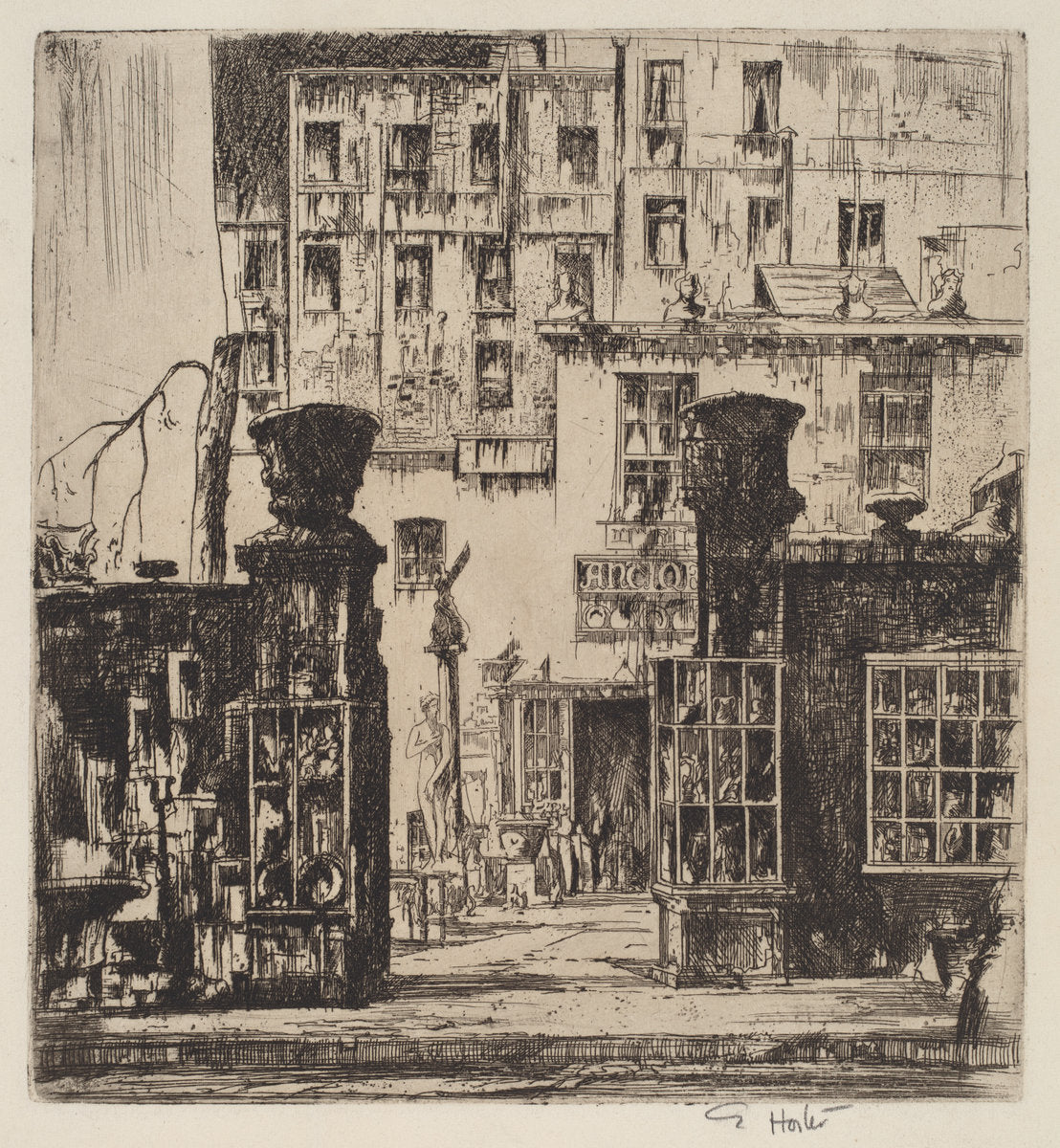 Antique Shop, New York by Earl Horter (American, 1881 - 1940), 16X12"(A3)Poster Print