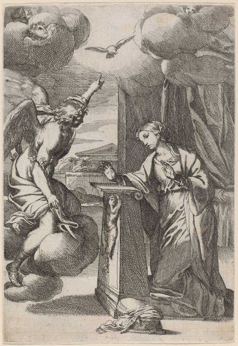 The Annunciation by Carlo Maratta (Italian, 1625 - 1713), 16X12"(A3)Poster Print