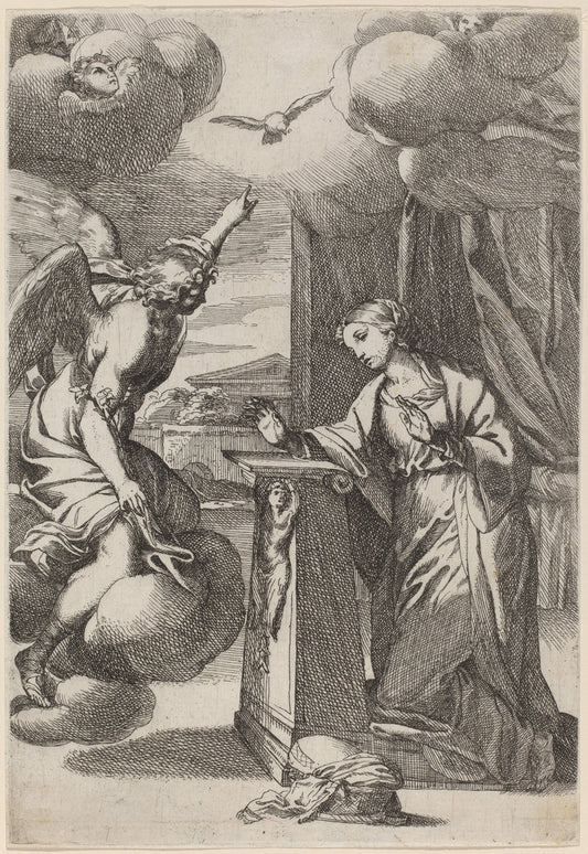 The Annunciation by Carlo Maratta (Italian, 1625 - 1713), 16X12"(A3)Poster Print