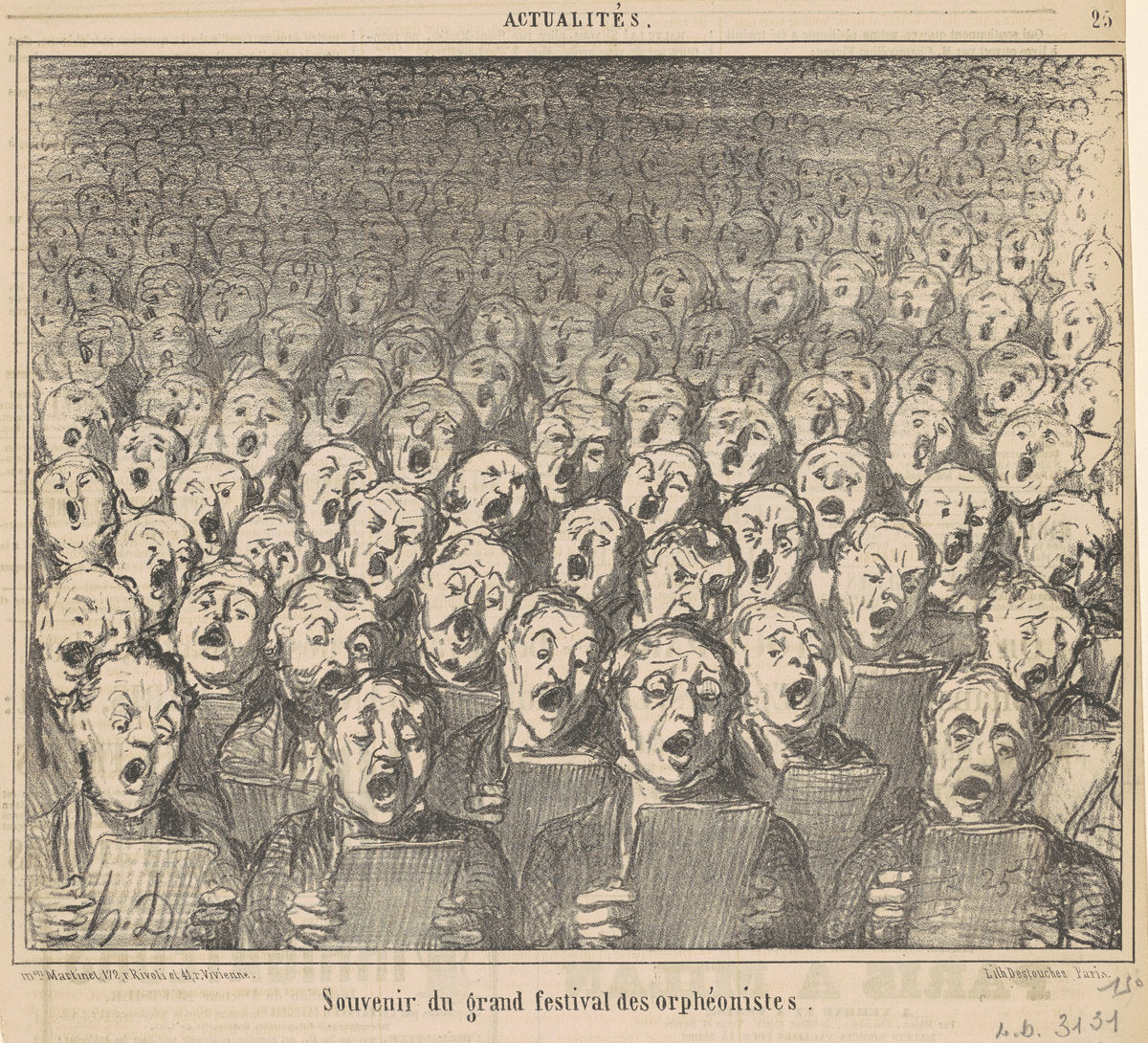 Souvenir du grand festival des orphéonistes by Honoré Daumier (French, 1808 - 1879), 16X12"(A3)Poster Print