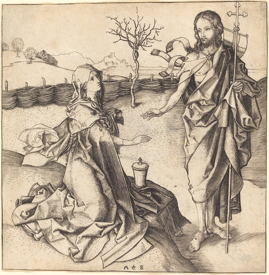 Christ Appearing to Mary Magdalene by Martin Schongauer (German, c. 1450 - 1491), 16X12"(A3)Poster Print