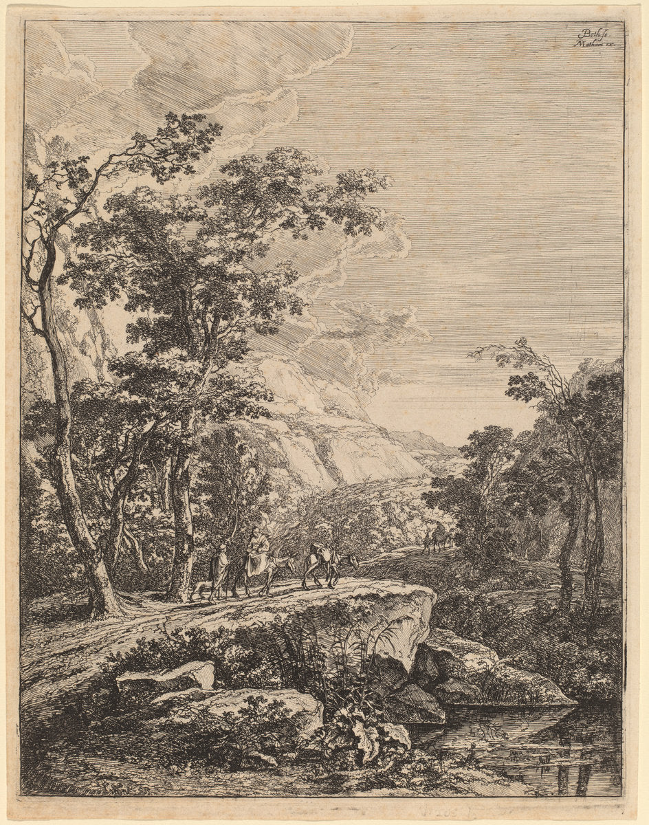 The Woman on the Hinny by Jan Both (Dutch, 1615/1618 - 1652), 16X12"(A3)Poster Print