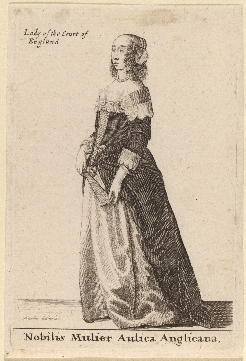 Nobilis Mulier Aulica Anglicana by Wenceslaus Hollar (Bohemian, 1607 - 1677), 16X12"(A3)Poster Print