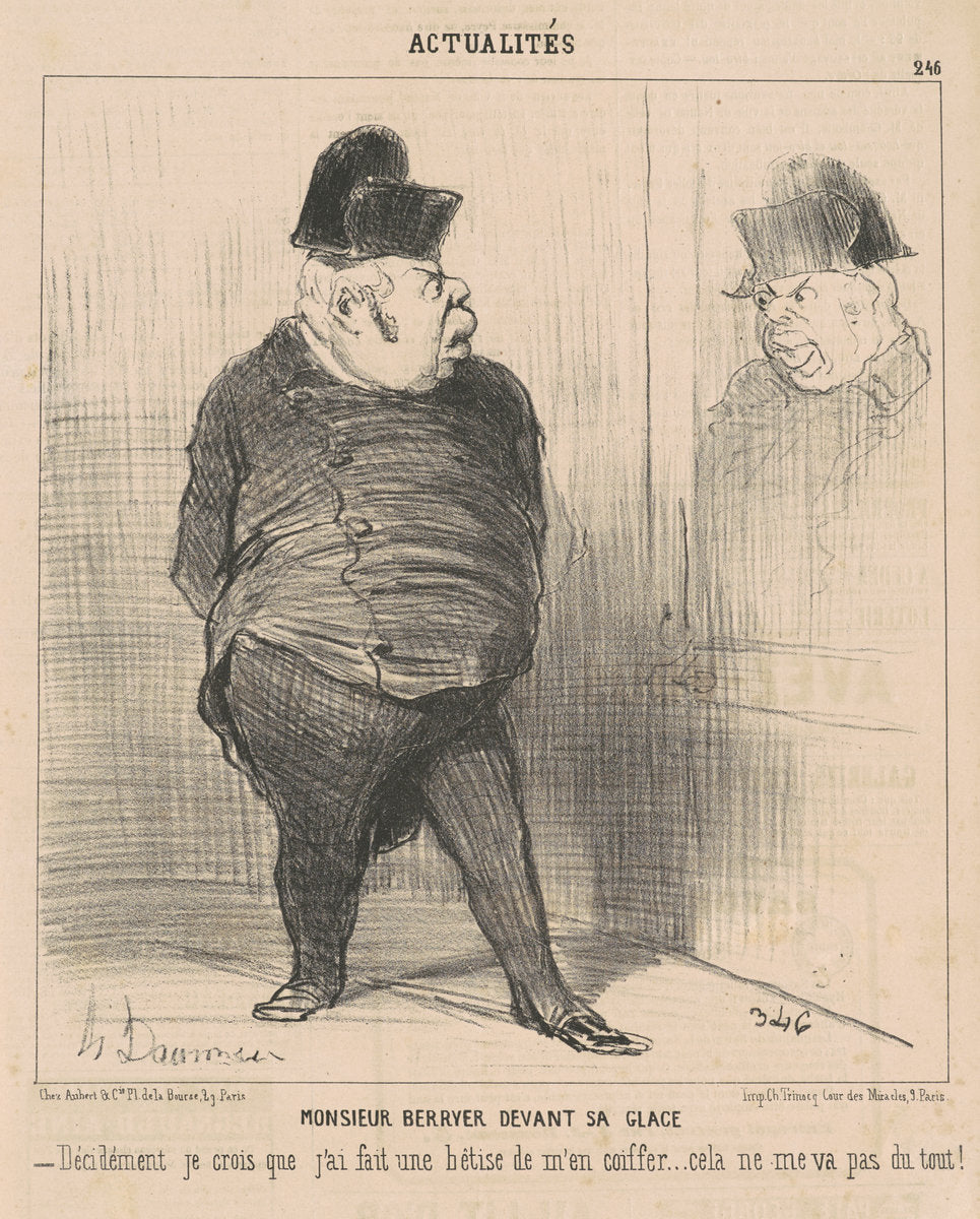 Monsieur Berryer devant sa glace ... by Honoré Daumier (French, 1808 - 1879), 16X12"(A3)Poster Print