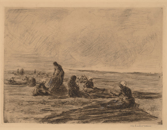 Mending the Nets by Max Liebermann (German, 1847 - 1935), 16X12"(A3)Poster Print