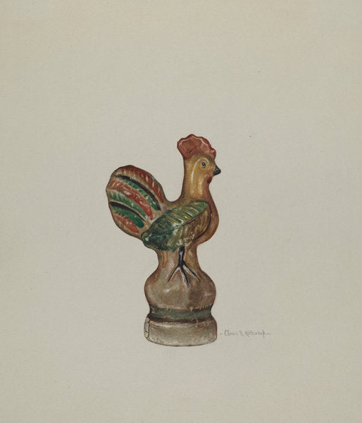 Chalkware Rooster by Elmer R. Kottcamp (American, active c. 1935), 16X12"(A3)Poster Print