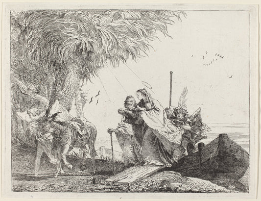 The Holy Family Disembarking by Giovanni Domenico Tiepolo (Italian, 1727 - 1804), 16X12"(A3)Poster Print