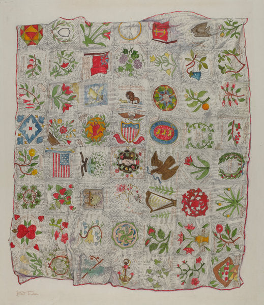 Friendship Quilt by Florence Truelson (American, 1901 - 1959), 16X12"(A3)Poster Print