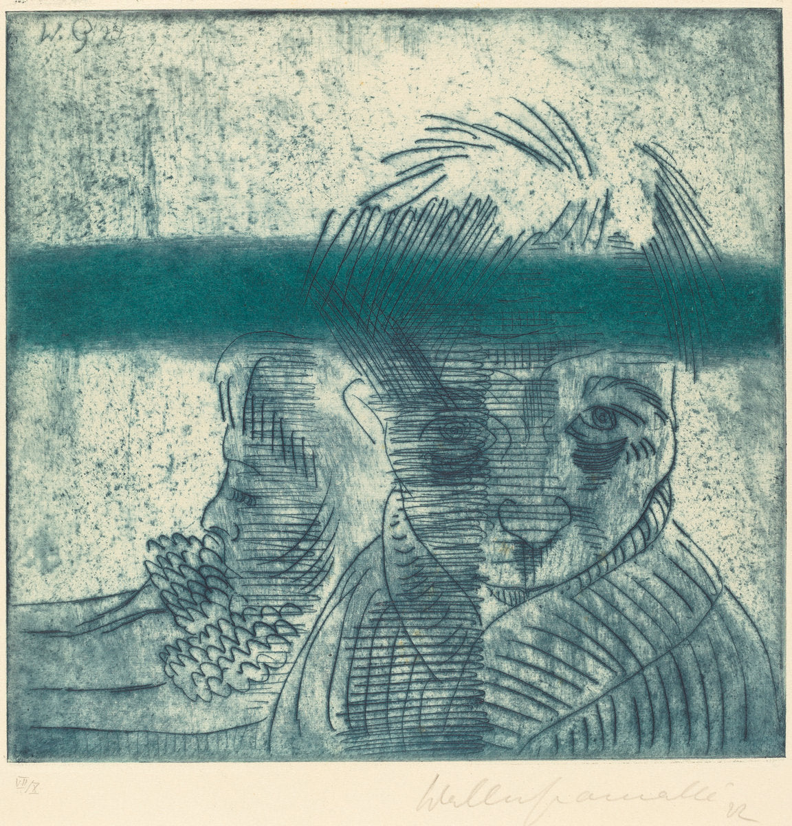 The Couple (Das Paar) by Walter Gramatté (German, 1897 - 1929), 16X12"(A3)Poster Print