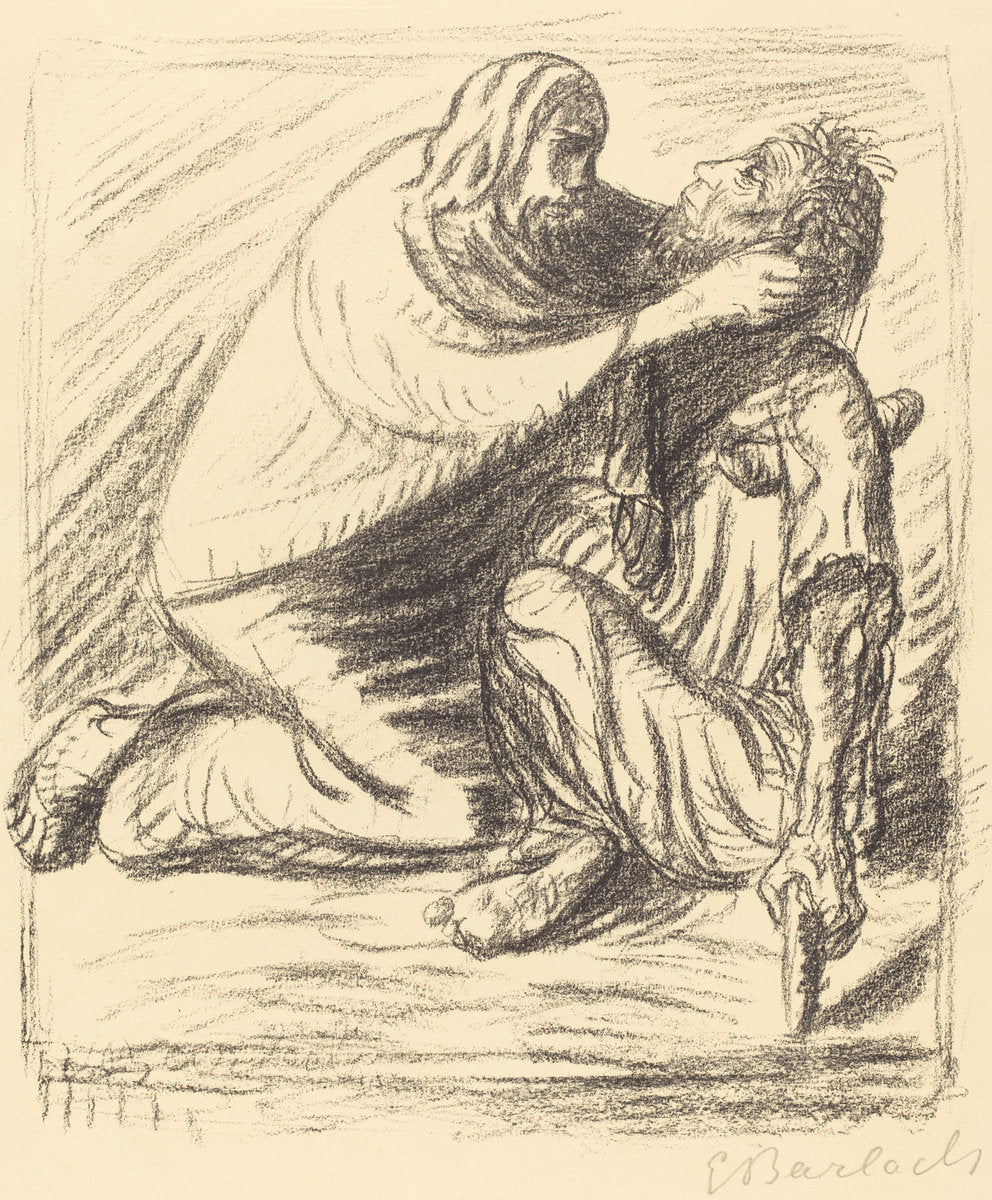 Blessed are the Merciful by Ernst Barlach (German, 1870 - 1938), 16X12"(A3)Poster Print
