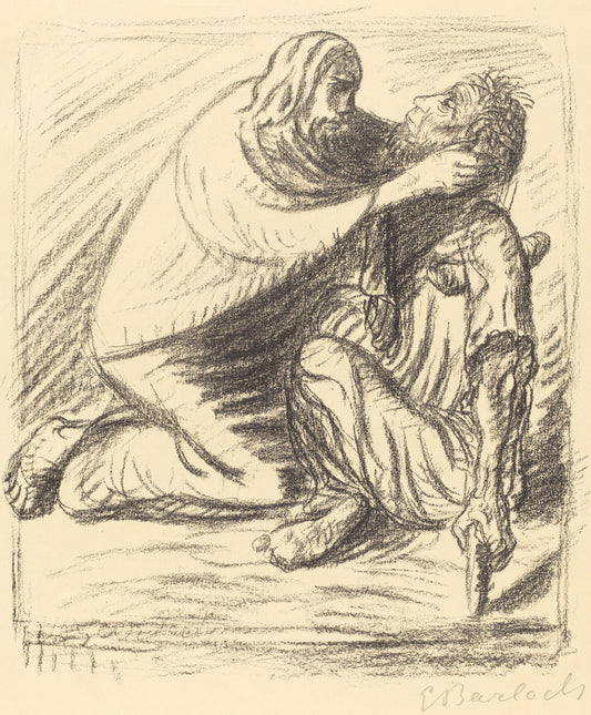 Blessed are the Merciful by Ernst Barlach (German, 1870 - 1938), 16X12"(A3)Poster Print