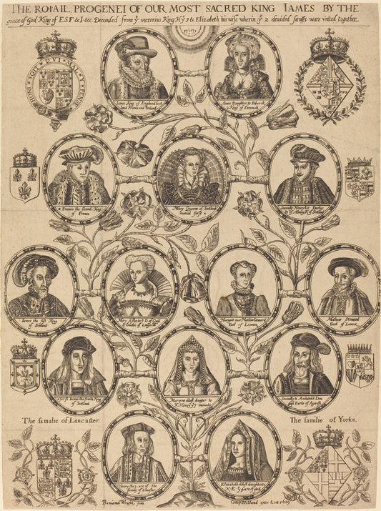 Royal Progeny of King James by Benjamin Wright (English, born c. 1575), 16X12"(A3)Poster Print