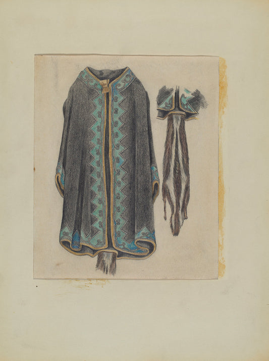 Black Cotton Coat by Michael Trekur (American, active c. 1935), 16X12"(A3)Poster Print