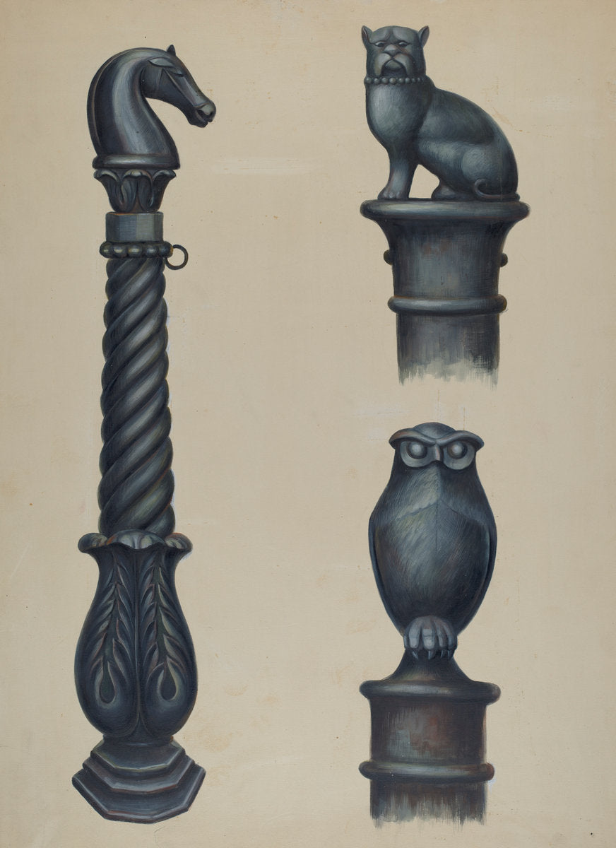 Cast Iron Hitching Post by V.L. Vance (American, active c. 1935), 16X12"(A3)Poster Print