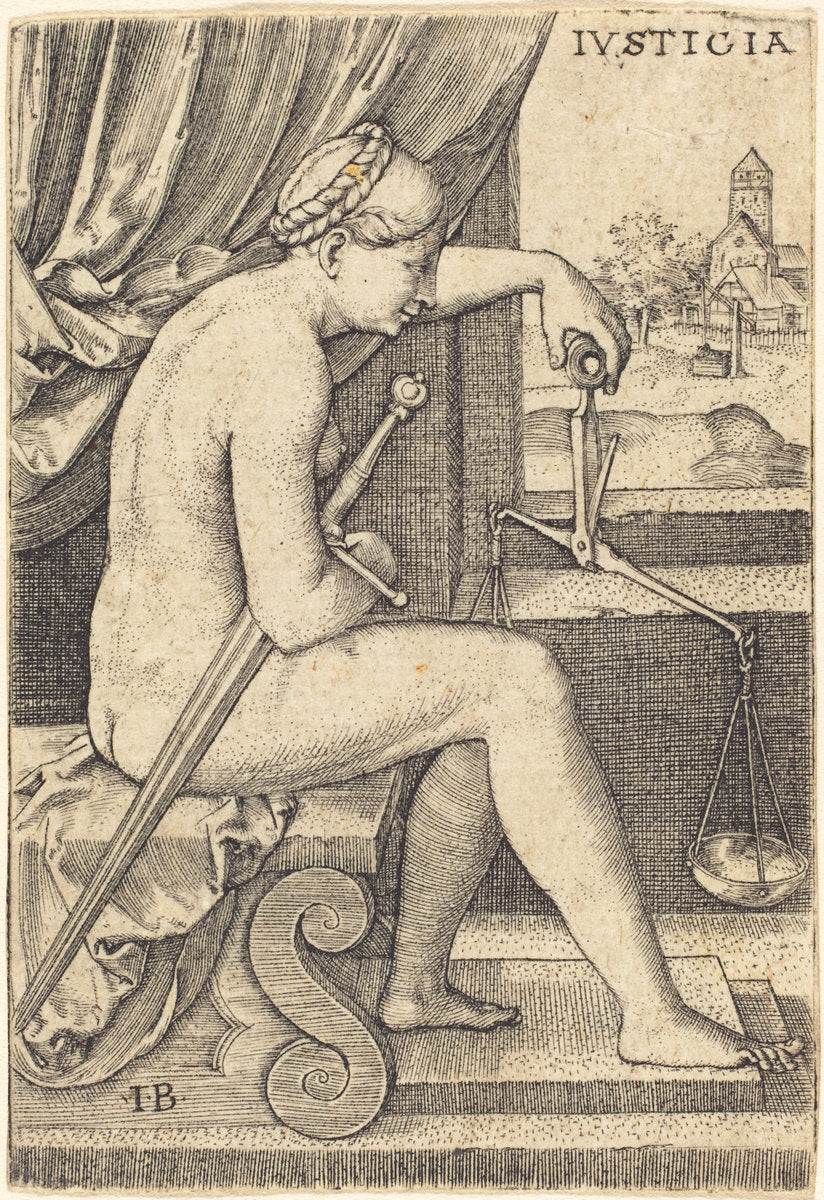 Iusticia (Justice) by Master IB (German, active c. 1523/1530), 16X12"(A3)Poster Print
