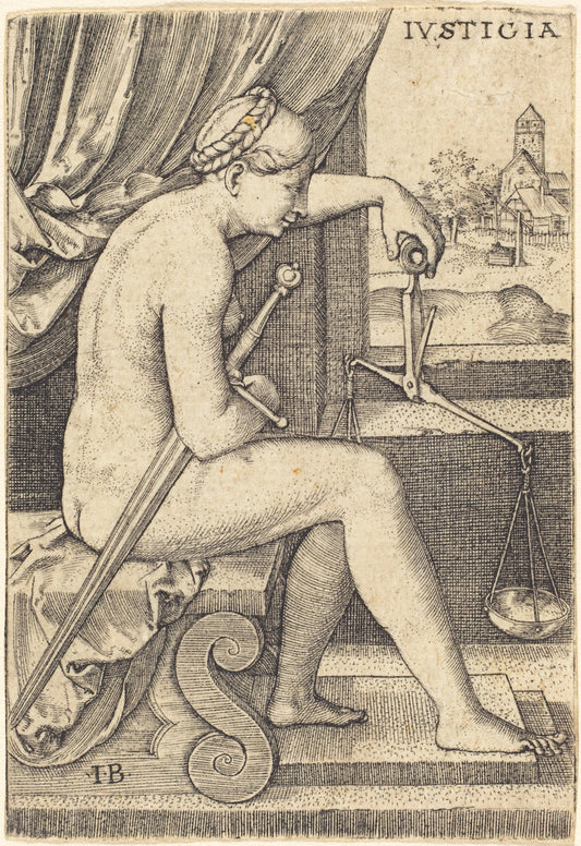 Iusticia (Justice) by Master IB (German, active c. 1523/1530), 16X12"(A3)Poster Print
