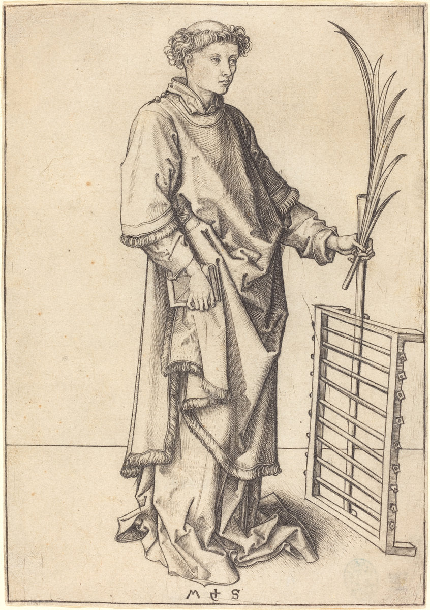 Saint Lawrence by Martin Schongauer (German, c. 1450 - 1491), 16X12"(A3)Poster Print
