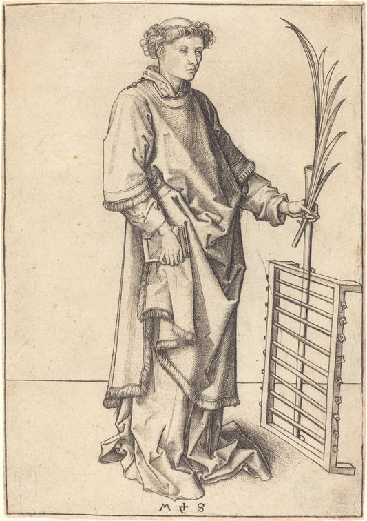 Saint Lawrence by Martin Schongauer (German, c. 1450 - 1491), 16X12"(A3)Poster Print