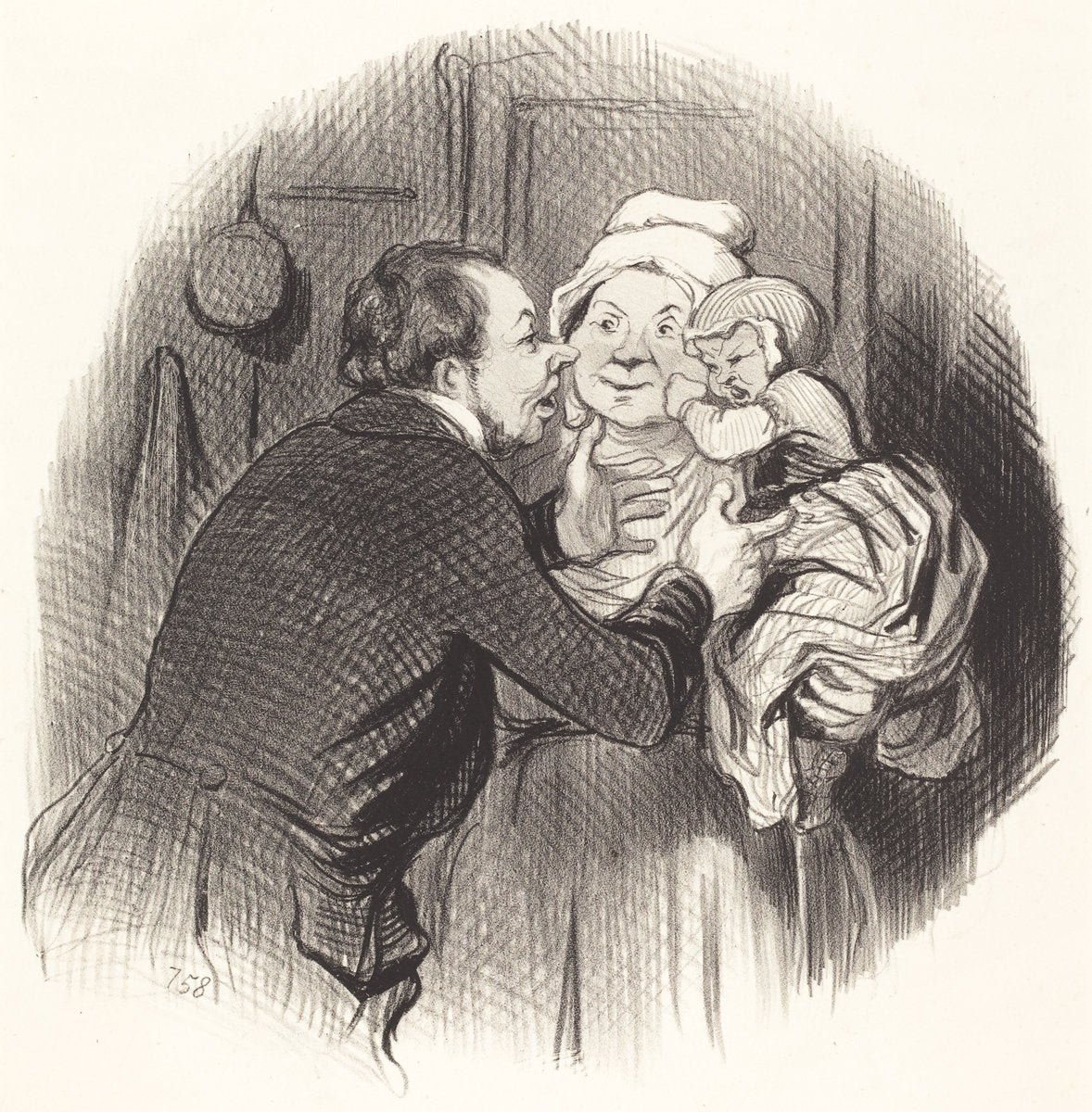 La Visite a la nourrice by Honoré Daumier (French, 1808 - 1879), 16X12"(A3)Poster Print